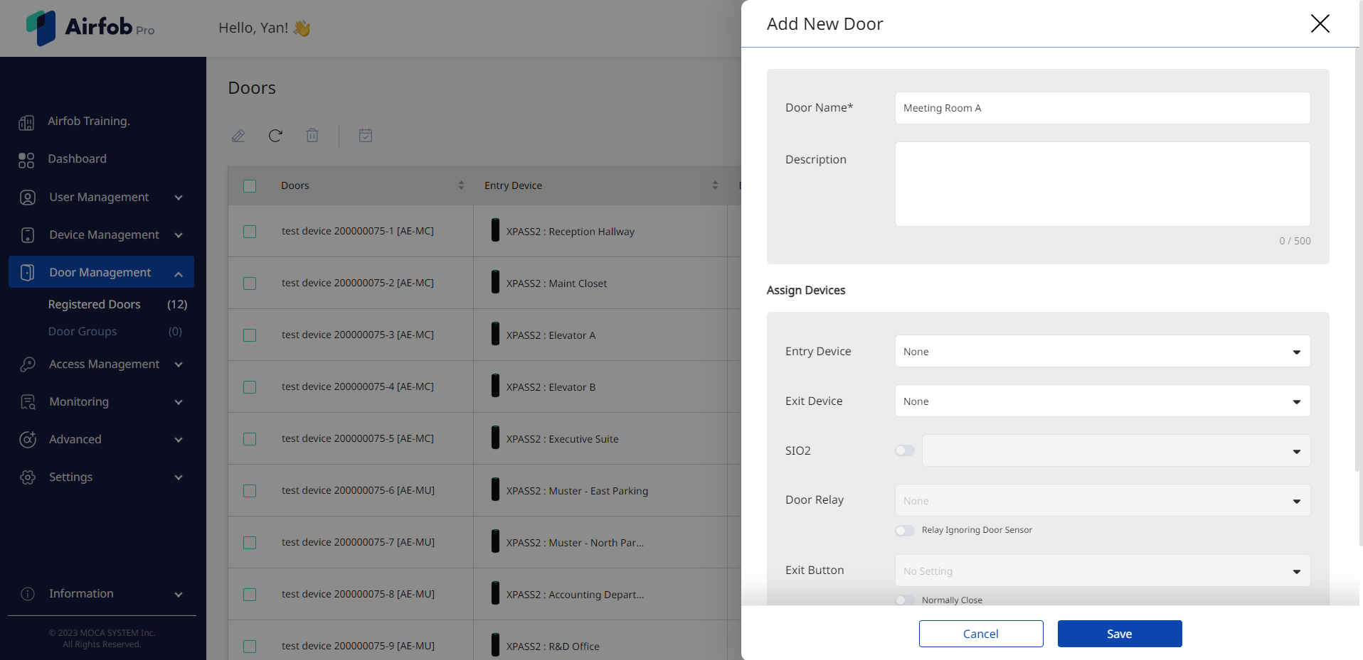 Door management registered doors